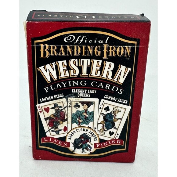 Official Branding Iron Western Playing Cards Linen Finish Double G Design 1995 V - Picture 1 of 7
